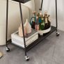Bar Storage Trolley Cart,Acrylic Metal Rolling Utility Mobile Shelving Organizer Cart with Handle Lockable Wheels for Living Room Kitchen Office Bedroom,Black (MFDV-B) Image 3