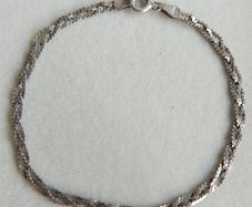 Vintage Sterling Silver 925 Braided/ Ladies Serpentine Chain Bracelet 7" - 2,15g