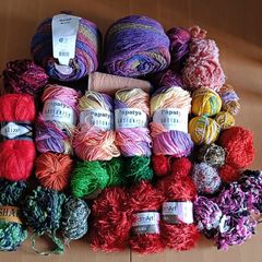 Knitting Yarn (reds, purples, pinks, greens)