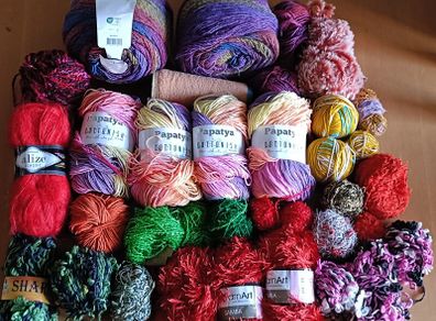 Knitting Yarn (reds, purples, pinks, greens)