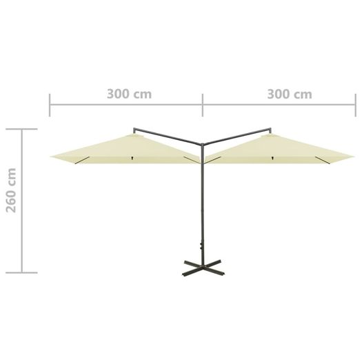 Double Parasol with Steel Pole Sand 600x300 cm