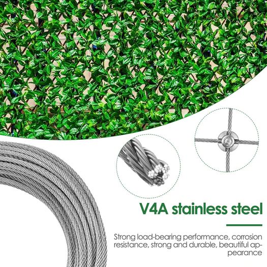 Plant Support,T316 Stainless Steel Trellis for Climbing Plants, Professional System with Wall Brackets 16Holders, 24 m Rope