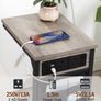 C-Shaped Side Table with Charging Station, 2 USB & AC Outlets, Coffee Bedside Table with Cloth Storage Bag for Small Spaces, Sofa, Living Room, Bedroom, Grey Image 5