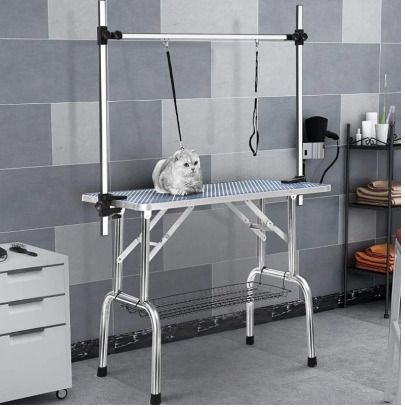 BRAND NEW Foldable Pet Grooming Bracket Stainless Steel Pet Grooming Table For Small Pet Operating Table Rubber Surface Bath Desk