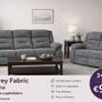 New 3+2 Grey Montana Fabric Recliner Sofa With Hidden Cupholders Image 2