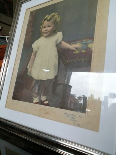 Large Vintage Framed Tinted Photo Portrait of a Young Girl