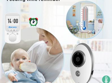 Video Baby Monitor with LCD Display, Digital Camera, Infrared Night Vision, Two Way Talk Back, Temperature Monitoring.