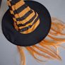 Kids Orange & Black Stripe with Orange Hair Witches Hat Image 4