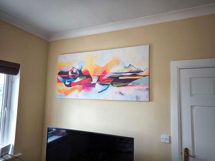 Large wall art print/painting of woman and mountains
