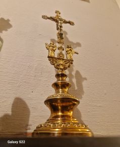 Very Rare Antique French Gothic Revival Calvary Crucifix Gilded Spelter ...