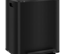 50L Dual Compartment Stainless Steel Bin, with Deodoriser Holders - Black