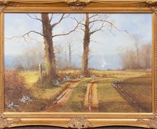 Signed Landscape Oil Painting - Ornate Gilt Frame