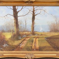 Signed Landscape Oil Painting - Ornate Gilt Frame