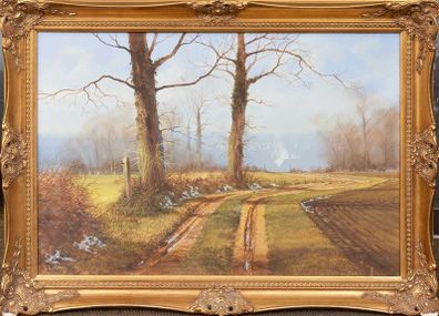 Signed Landscape Oil Painting - Ornate Gilt Frame