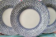 3 x Large Blue and White Dinner Plates