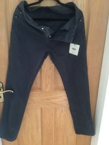 navy asos button fly pants new
