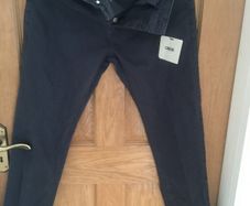 navy asos button fly pants new