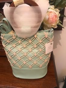 Price reduced -Brand new bag mint green bag still wooden handles