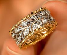 Silver Gold Tone Wide Band Ring