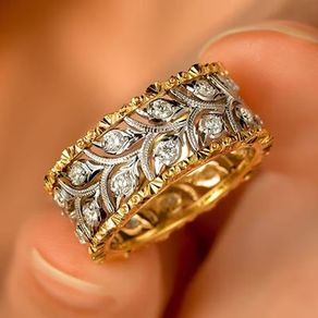 Silver Gold Tone Wide Band Ring