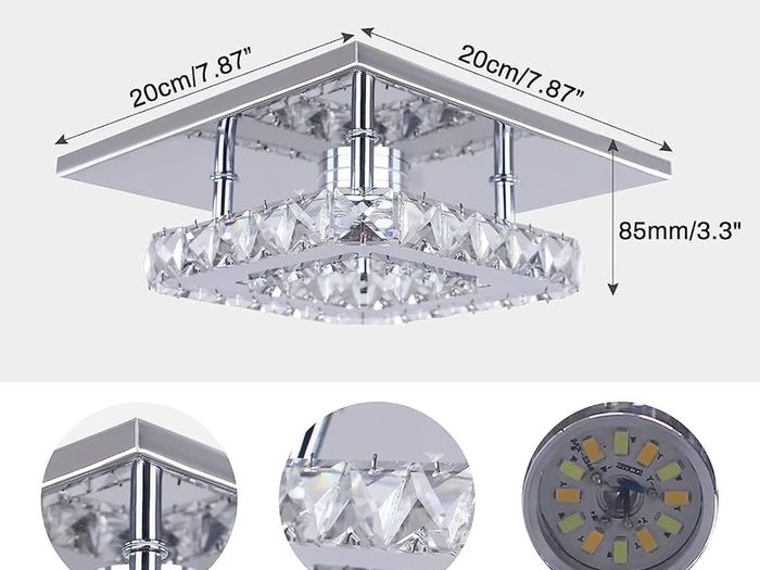 NEW SALE | Mini Crystal Chandelier Mount Crystal Ceiling Light Finish Chrome Crystal Pendant for Living Room Kitchen Office Bedroom Dining Room Island