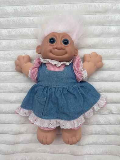 Russ Vintage Troll Kidz Daisy Troll Dress Plush Doll Used Dirty Damaged Please see pictures
