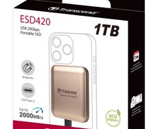 High Speed 1TB Transcend ESD420 Portable Magnetic SSD USB 20Gbps Type-C Magsafe (Champagne Gold)