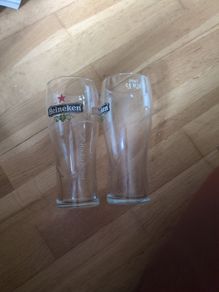 2 Heineken Beer 010 Pint Glasses