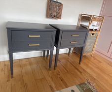 2 x grey bedside lockers