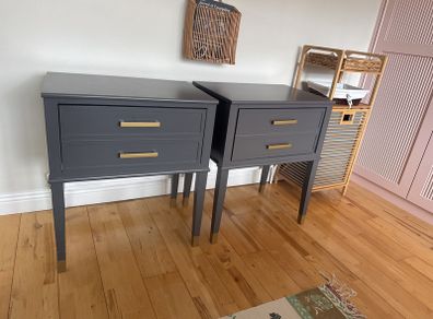 2 x grey bedside lockers