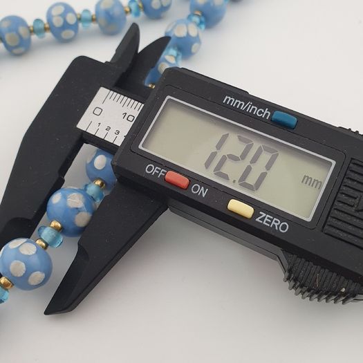 Vintage Venetian Style Light Blue White Dotted Glass Beads Necklace