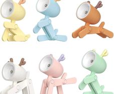 6Pcs Mini Night Light Dog Deer Dinosaur, Cartoon DIY Cute Night Lamp, Portable LED Desk Lamp with Adjustable Phone Holder for Kids Students Bedroom Nursery (FREE POSTAGE)