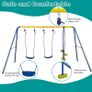 Kids Outdoor Swing Set with 2 Seats & Glider, A-Frame Swingset for Children Ages 3-10, Supports 440lbs - Ideal Playground Sets for Backyards & Gardens | Ideal centerpiece for weekend family gatherings and holiday celebrations in the courtyard Image 7