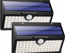 78 LED Solar Motion Sensor Security Lights - Solar Powered Lights Waterproof Wireless Wall Lights Solar Lamps with 3 Intelligent Modes for Outside(2 Pack)