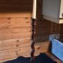 Antique oak barley twist candlestick w/ candle. D18 Image 3