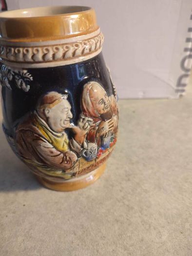 Western Germany Small Beer Stein Couple in Pub Floral Sides Vintage 5 INCHS Mug