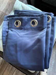 Navy Blackout Eyelet Curtains 46x54in