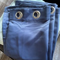 Navy Blackout Eyelet Curtains 46x54in