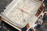 Mens Casual Chronograph Watch Black - Stylish Rectangle White Dial With Leather Strap