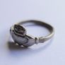 Vintage Rolled Gold Claddagh Ring - silver tone, size O Image 5