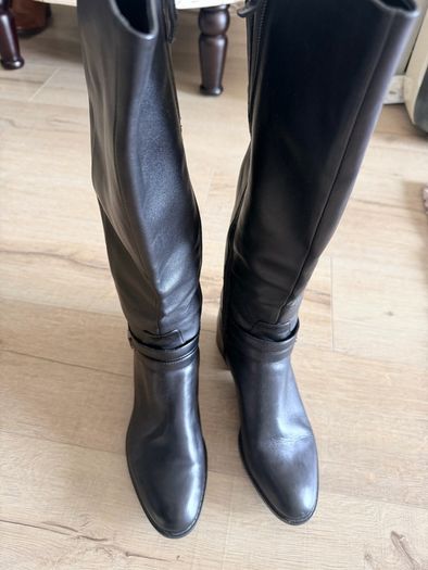 Tamaris Leather Knee High Boots EU41 black Block Heel