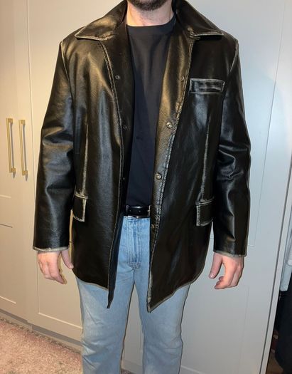 Heavy Distressed Faux Leather Jacket