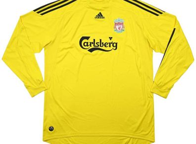 Adidas Vintage Liverpool FC Goalkeeper Yellow Season 2009/10 Long Sleeve 36"