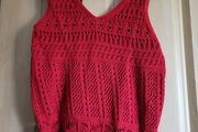 F&amp;F Red crochet summer shirt blouse S NEW