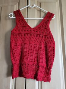 F&F Red crochet summer shirt blouse S NEW