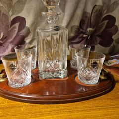 Vintage Sterling Crystal Glasses & Decanter Set with Tray Crystal Vintage Yugoslavia