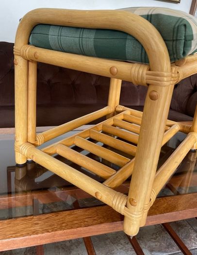 Sturdy Versatile Rattan and Bamboo Low Stool Footstool VGC