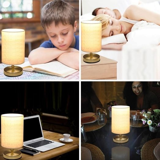 Bedside Table Lamp, LED Modern Nightstand Desk Lamp, Remote Dimmable RGB Color Changing Modes for Bedroom, Living Room, Childrens Room, Office (E27 RGB Bulb Included)