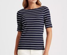 Lauren by Ralph Lauren Judy Stretch Cotton Boatneck Top