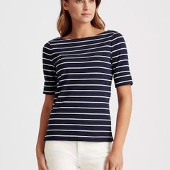 Lauren by Ralph Lauren Judy Stretch Cotton Boatneck Top
